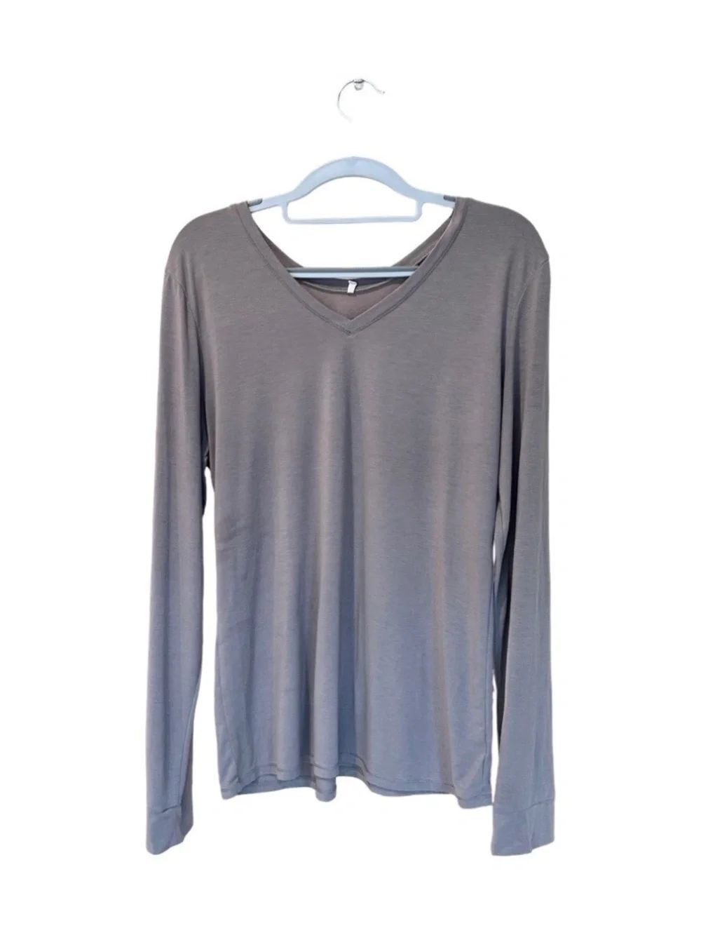 Jockey Women's Long Sleeve Thermal V-Neck Tee/Top Brown Large